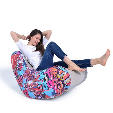 37" Graffiti Design Flocked Inflatable Lounge Chair