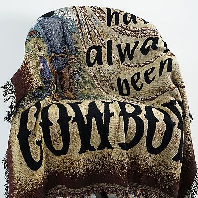 Black And Brown Cowboy Tapestry Throw Blanket 50" X 60"