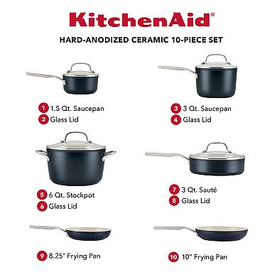 KitchenAid® Hard Anodized Ceramic Nonstick Cookware Pots and Pans Set, 10-Piece Set
