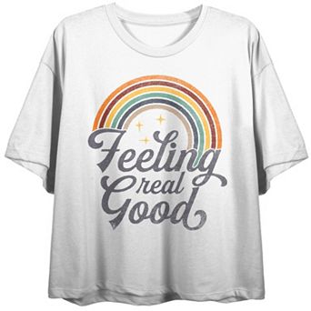 Juniors' Rainbow Feeling Real Good Graphic Tee