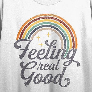 Juniors' Rainbow Feeling Real Good Graphic Tee