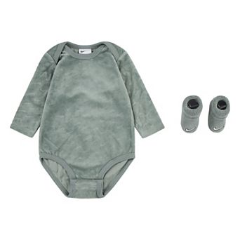 Newborn Baby Nike Velour Bodysuit and Booties 2 pc Set