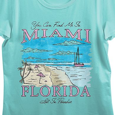 Juniors' Vintage Inspired Travel Miami Florida Short Sleeve Graphic Tee