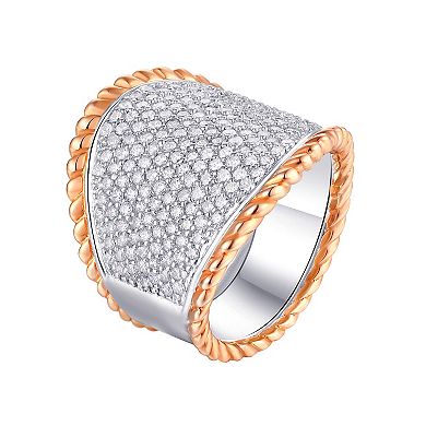 Forever Radiant Sterling Silver Two-Tone Cubic Zirconia Ring