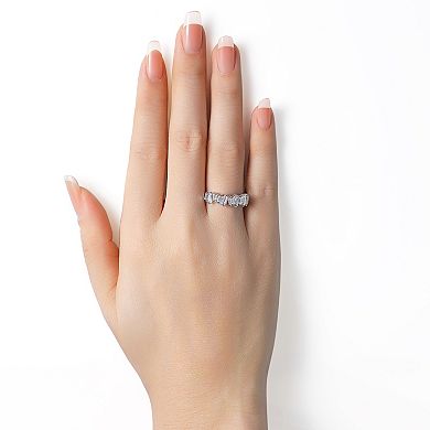 Forever Radiant Sterling Silver Baguette Crystal Ring
