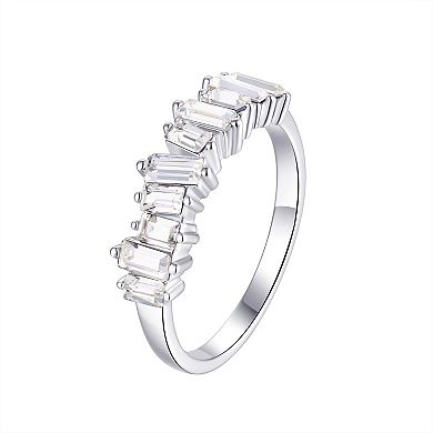 Forever Radiant Sterling Silver Baguette Crystal Ring
