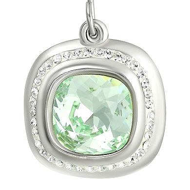 Forever Radiant Sterling Silver Green Cushion Crystal Halo Drop Earrings