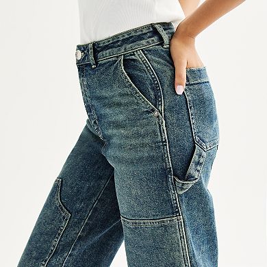 Juniors' SO® High-Rise Barrel Leg Carpenter Jeans