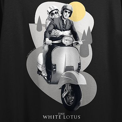 Juniors' White Lotus Couple On Scooter Graphic Tee
