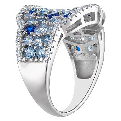 Sterling Silver Blue Cubic Zirconia Pave Ring