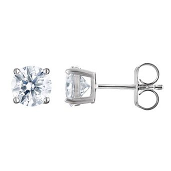 Sterling Silver Lab-Created Moissanite Round Stud Earrings