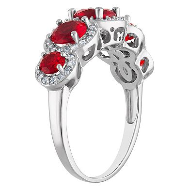 Sterling Silver Simulated Ruby Ring
