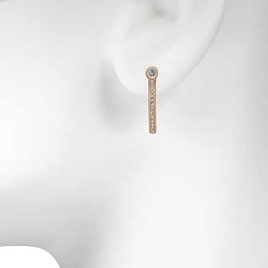 LC Lauren Conrad Gold Tone Simulated Crystal Pave Nickel Free Hoop Earrings