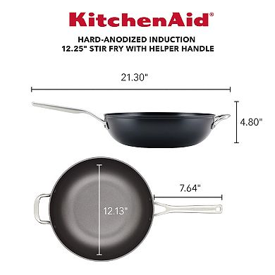 KitchenAid® 12.25-in. Hard-Anodized Ceramic Induction Nonstick Stir Fry Pan with Helper Handle