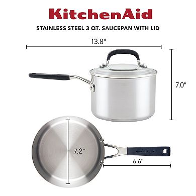 KitchenAid® 3-Quart Stainless Steel Induction Saucepan with Lid