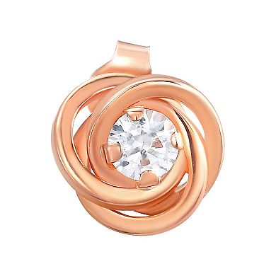 Forever 14K 14k Rose Gold Cubic Zirconia Loveknot Stud Earrings