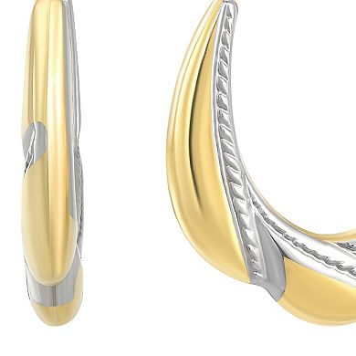 Forever 14K 14k Gold Two Tone Small Oval Hoop Earrings