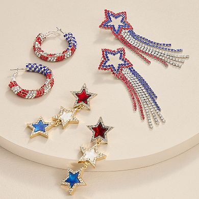 Celebrate Together™ Americana Gold Tone Crystal Linear Star Drop Earrings