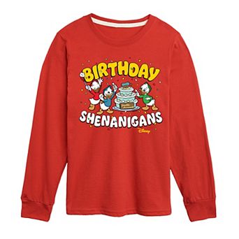 Disney's Mickey Mouse & Friends Boys 8-20 Birthday Shenanigans Long Sleeve Graphic Tee