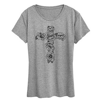 Women's Poppy Floral Cross Graphic Tee