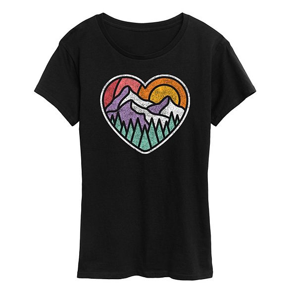 Women's Mountain Forest Heart Graphic Tee
