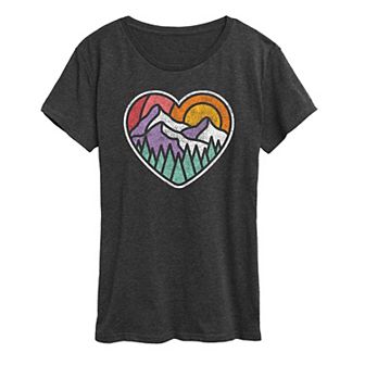 Women's Mountain Forest Heart Graphic Tee