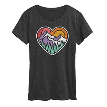 Women's Mountain Forest Heart Graphic Tee