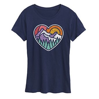 Women's Mountain Forest Heart Graphic Tee