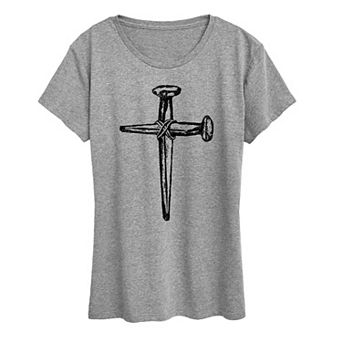 Women's Cross Made Of Nails Graphic Tee