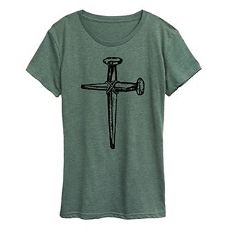 Women's Cross Made Of Nails Graphic Tee