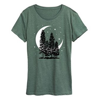 Women's Crescent Moon Trees Graphic Tee