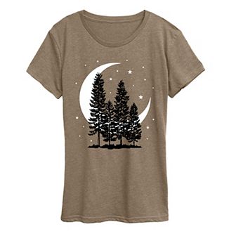 Women's Crescent Moon Trees Graphic Tee