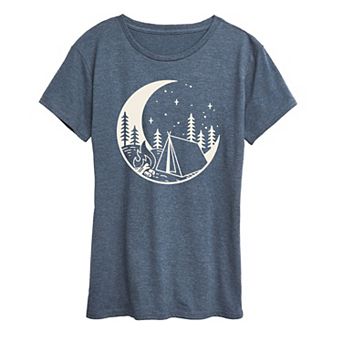 Women's Moon Camping Scene Graphic Tee