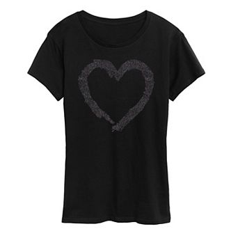 Women's Paintbrush Stroke Heart Sparkle Graphic Tee