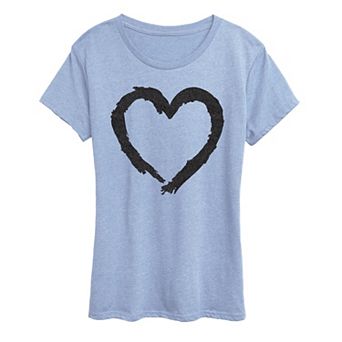 Women's Paintbrush Stroke Heart Sparkle Graphic Tee