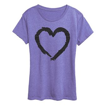 Women's Paintbrush Stroke Heart Sparkle Graphic Tee