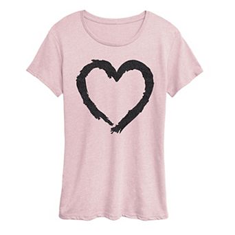 Women's Paintbrush Stroke Heart Sparkle Graphic Tee