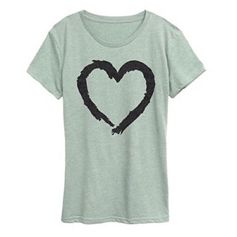 Women's Paintbrush Stroke Heart Sparkle Graphic Tee