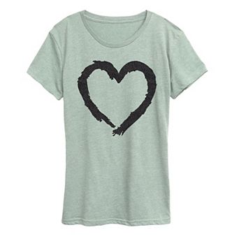 Women's Paintbrush Stroke Heart Sparkle Graphic Tee