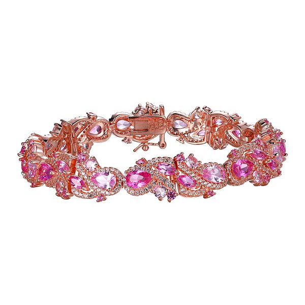 14k Rose Gold Over Sterling Silver LabCreated Pink & White Sapphire