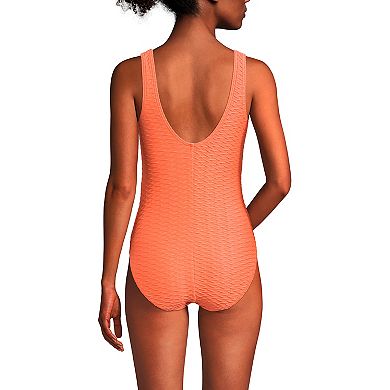 Women's Lands' End Scoop Neck Tugless One Piece Swimsuit