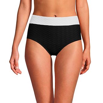 Women's Lands' End Textured High Waisted Bikini Swim Bottoms