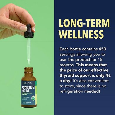 Potassium Iodide Liquid Drops for Thyroid & Metabolism, 1 fl oz