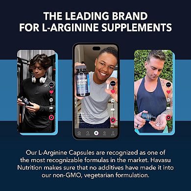 L-Arginine Capsules for Men's Stamina & Endurance, 120ct