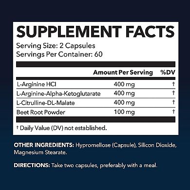 L-Arginine Capsules for Men's Stamina & Endurance, 120ct