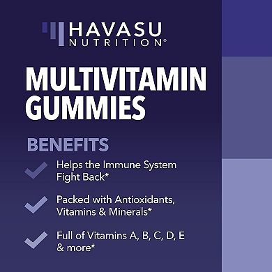 Multivitamin Gummies for Adults, Orange, Strawberry, Cherry, 60ct