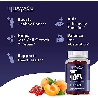 Multivitamin Gummies for Adults, Orange, Strawberry, Cherry, 60ct