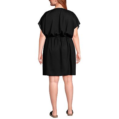 Plus Size Lands' End Oversized Gathered Waist Swim Cover-up Dress