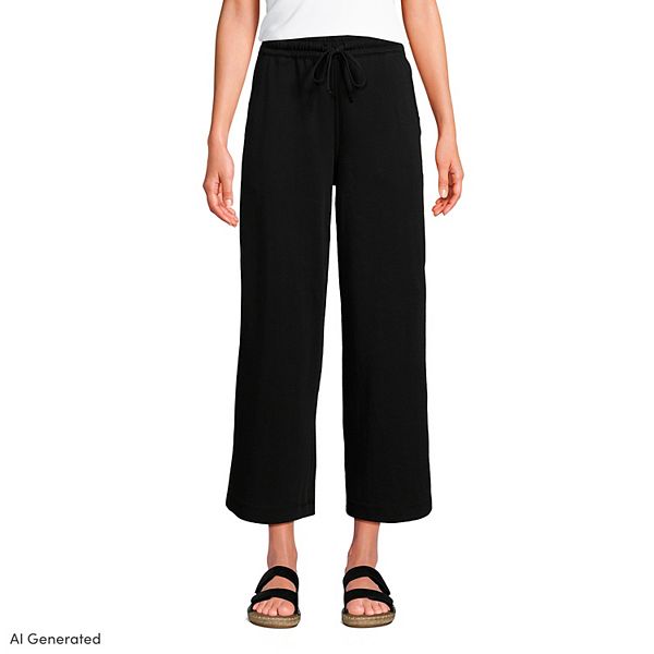 Women's Lands' End Sport Knit Pull-On Wide Leg Crop Pants