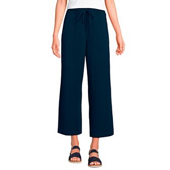 Women's Lands' End Sport Knit Pull-On Wide Leg Crop Pants